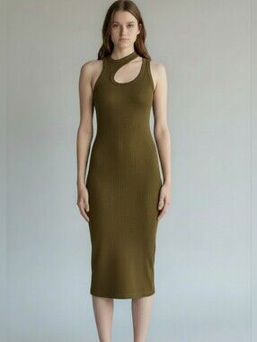 COTTON CITIZEN Verona Cutout Midi Dress Fern XS